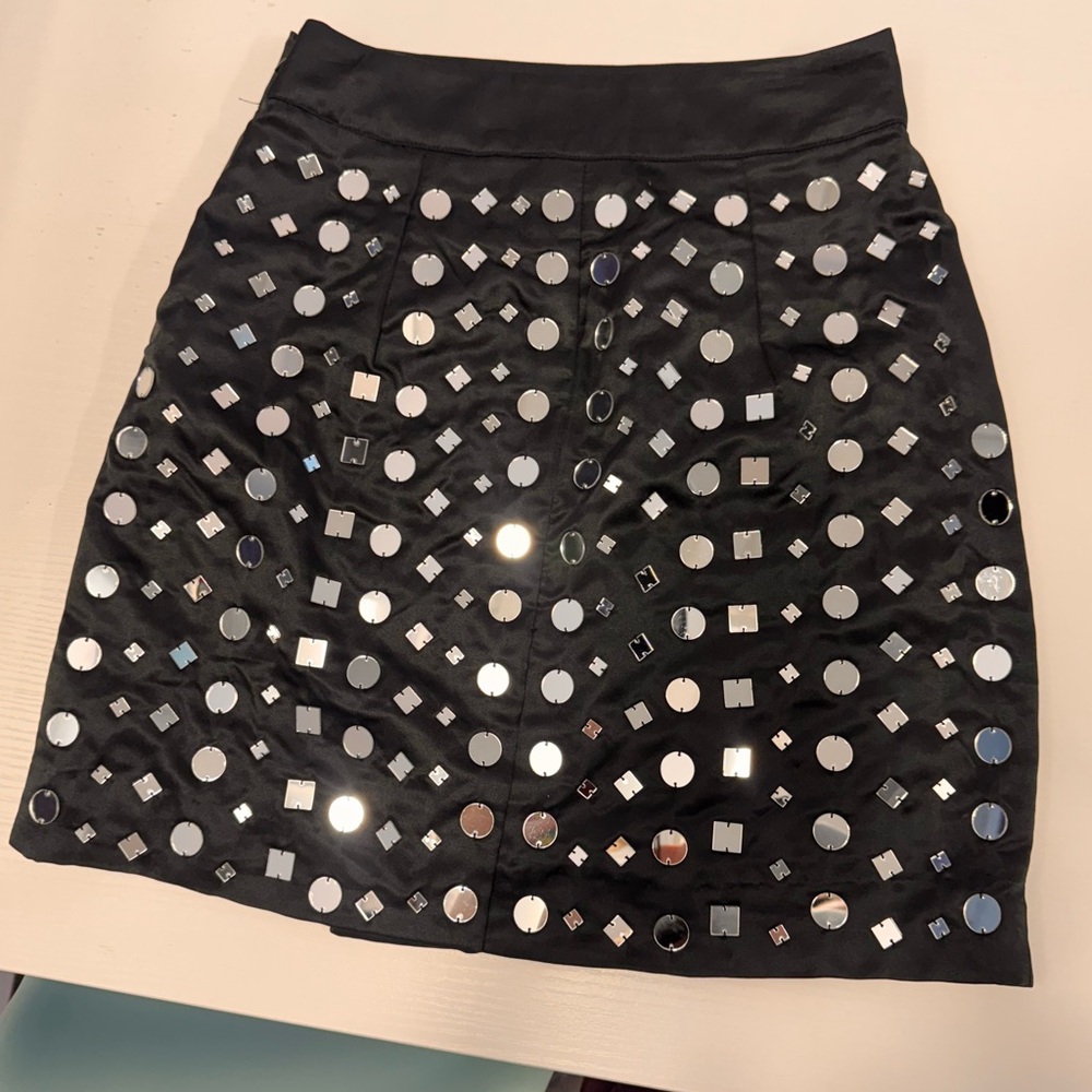 Stylish Black Mini Skirt with Silver Accents